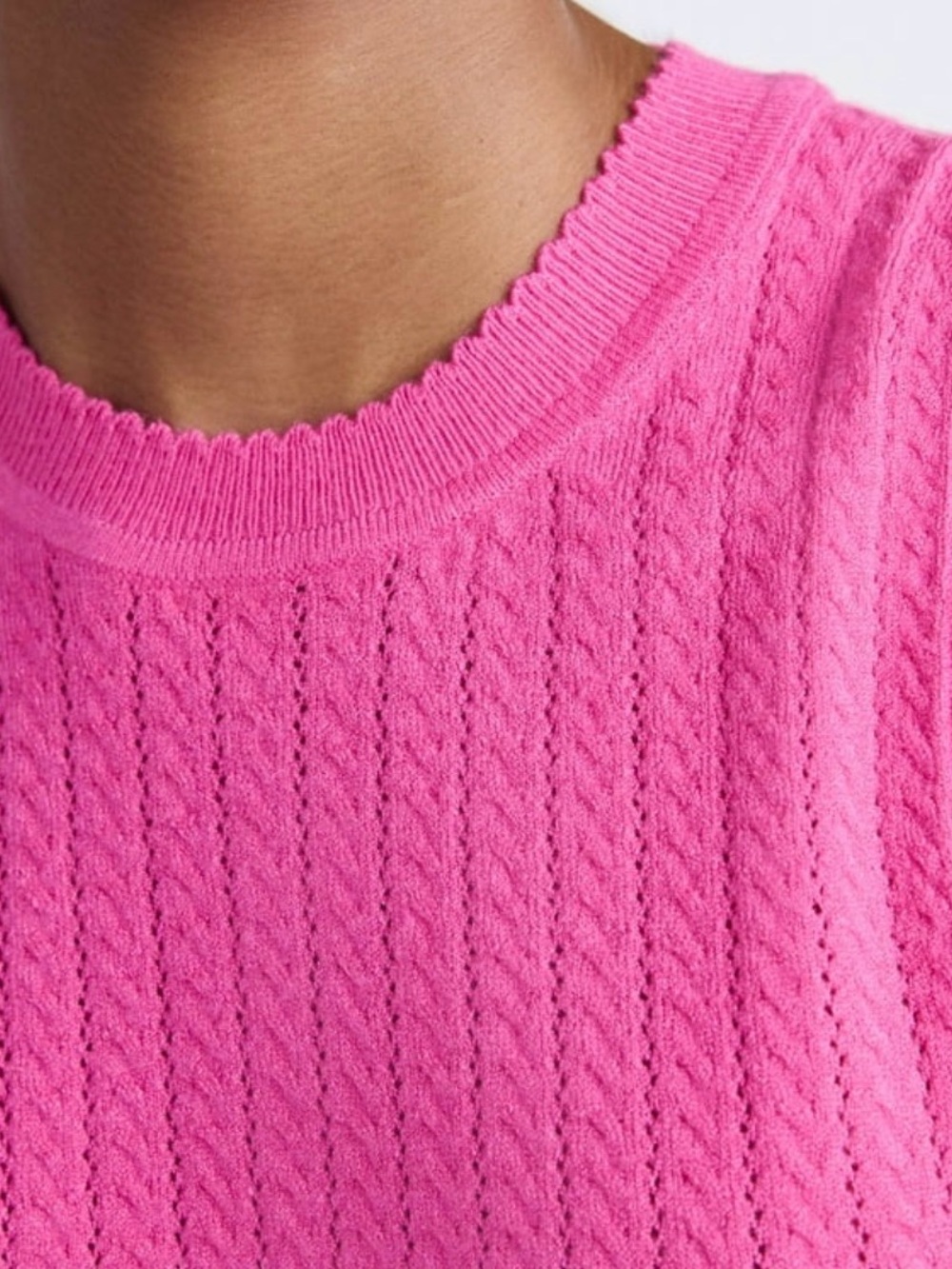 Sleeveless Pink Cable Knit Sweater, Free Assembly NWT S, crewneck pullover - Picture 3 of 8